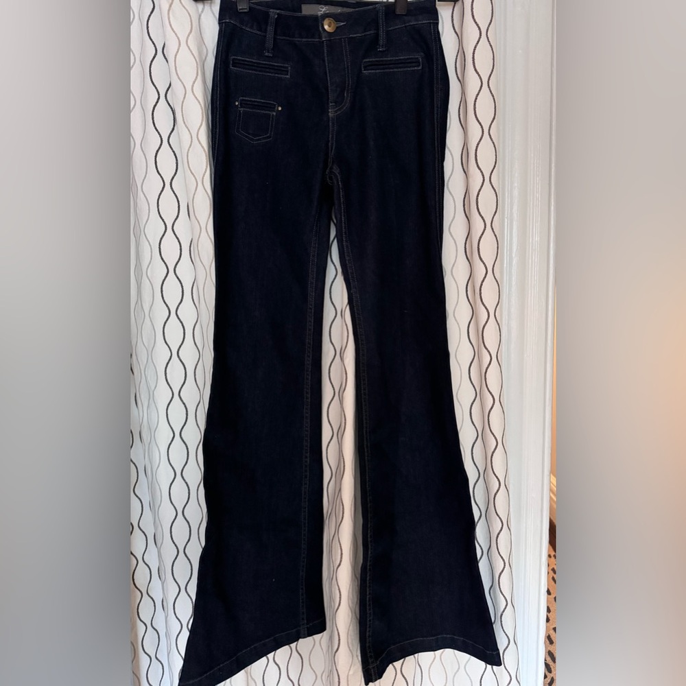 New Without Tags Level 99 Solid Dark Wash Flare J… - image 1